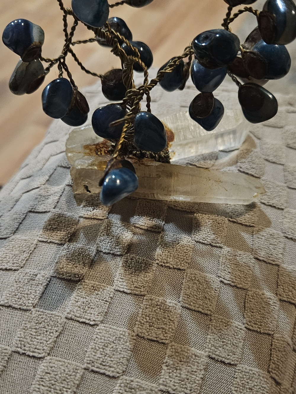 Handcrafted Blue Gemstone Wire Tree Accent